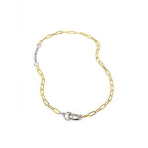 NEW RHO women's two tone beaded mixed link collar necklace in gold
